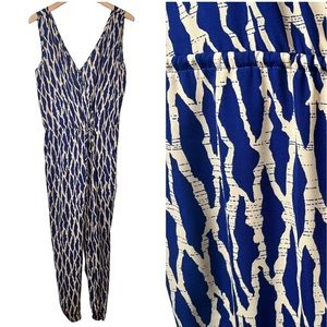 Andrée Blue Sleeveless Navy & Tan Jumpsuit L